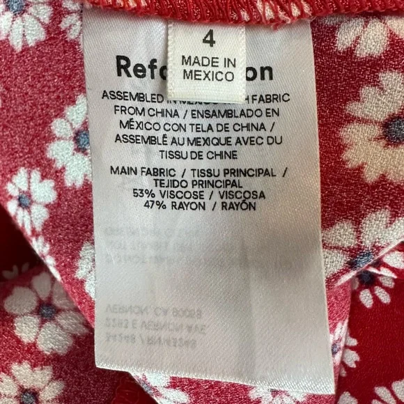 Reformation Lacey Smocked Sleeve Dress in Jenna Red Floral Size 4 - Picture 8 of 11